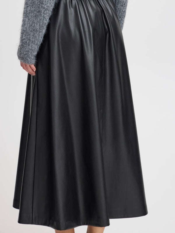 Faux Leather Full Midi Skirt