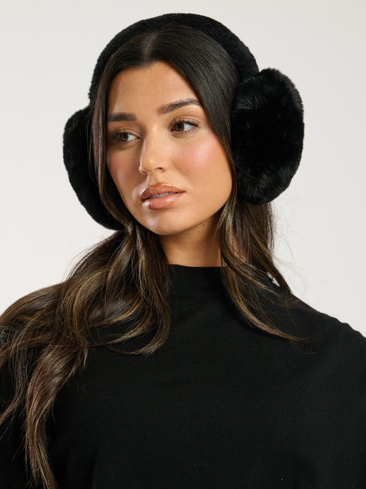 Black Faux Fur Earmuffs