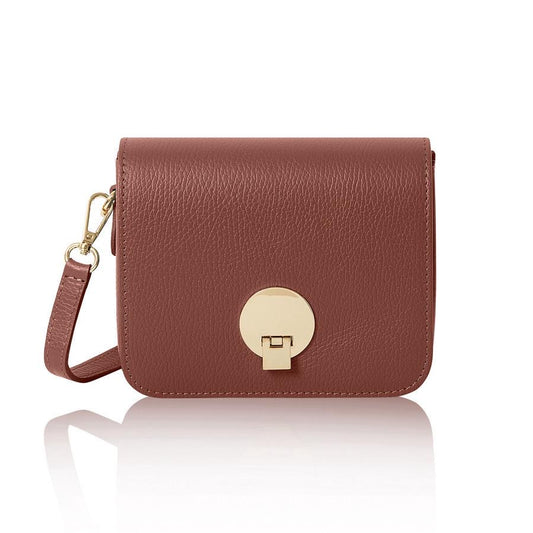 Italian Leather Crossbody Satchel Bag in Brown