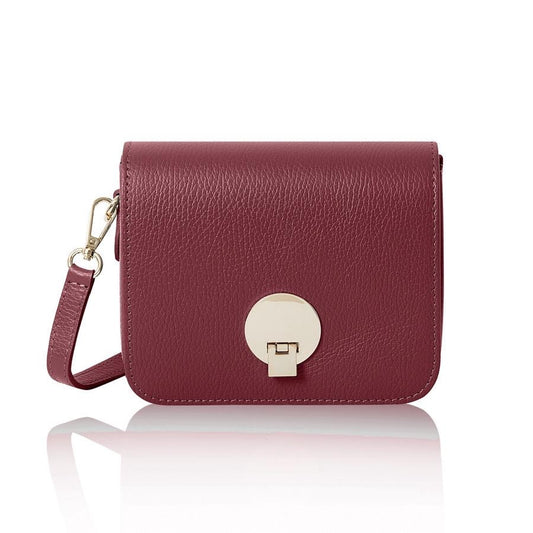 Italian Leather Crossbody Satchel Bag in Wine