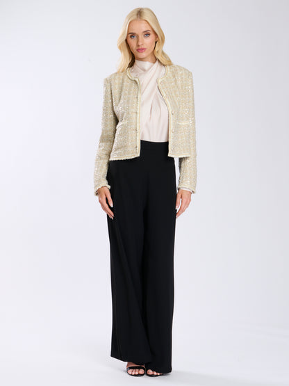 Cream Sequin Boucle Tailored Jacket