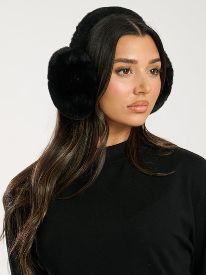 Black Faux Fur Earmuffs