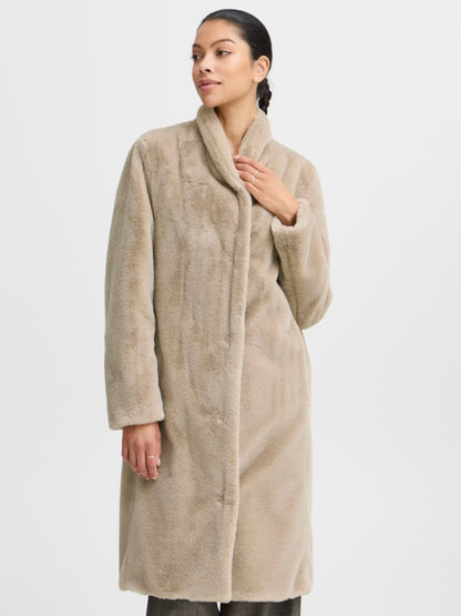 Faux Fur Collared Midi Coat